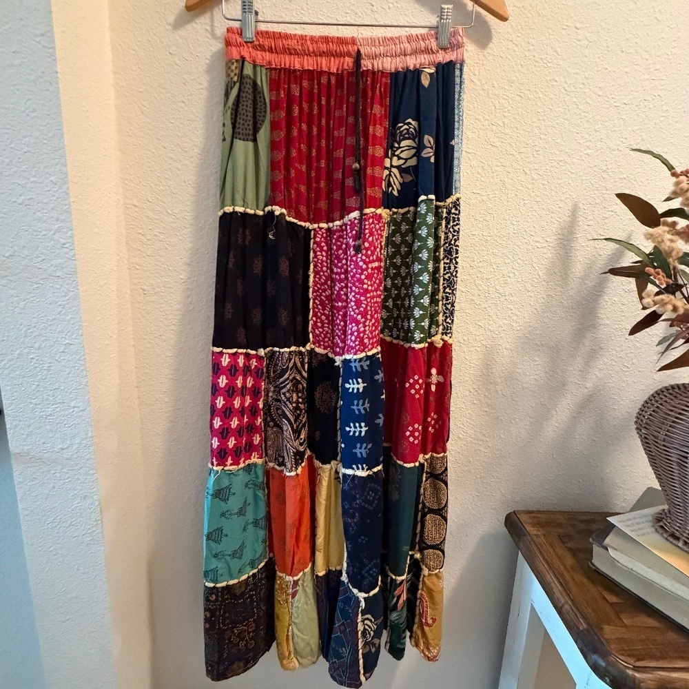 Kantha Patchwork Skirt, One of a kind, Fits like a Small - Picture 4 of 16